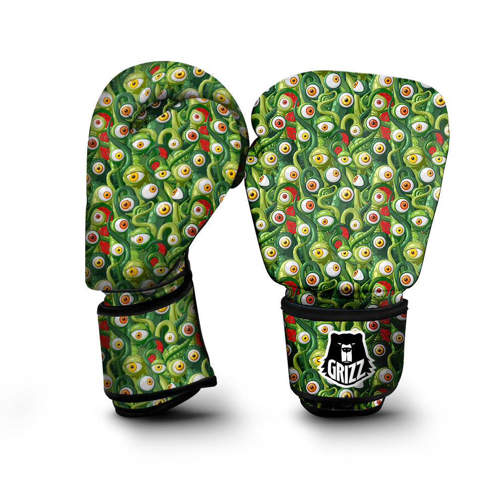 Green Alien Monster Print Pattern Boxing Gloves-grizzshop