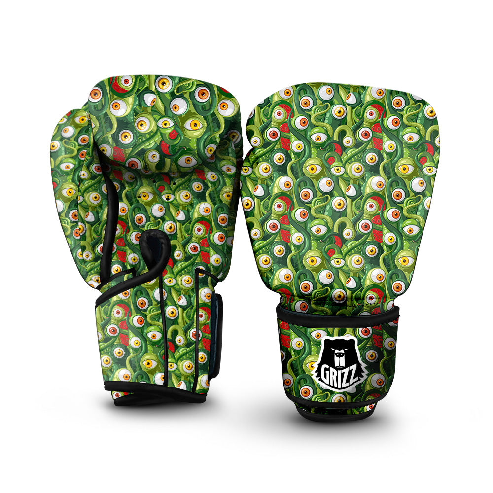 Green Alien Monster Print Pattern Boxing Gloves-grizzshop