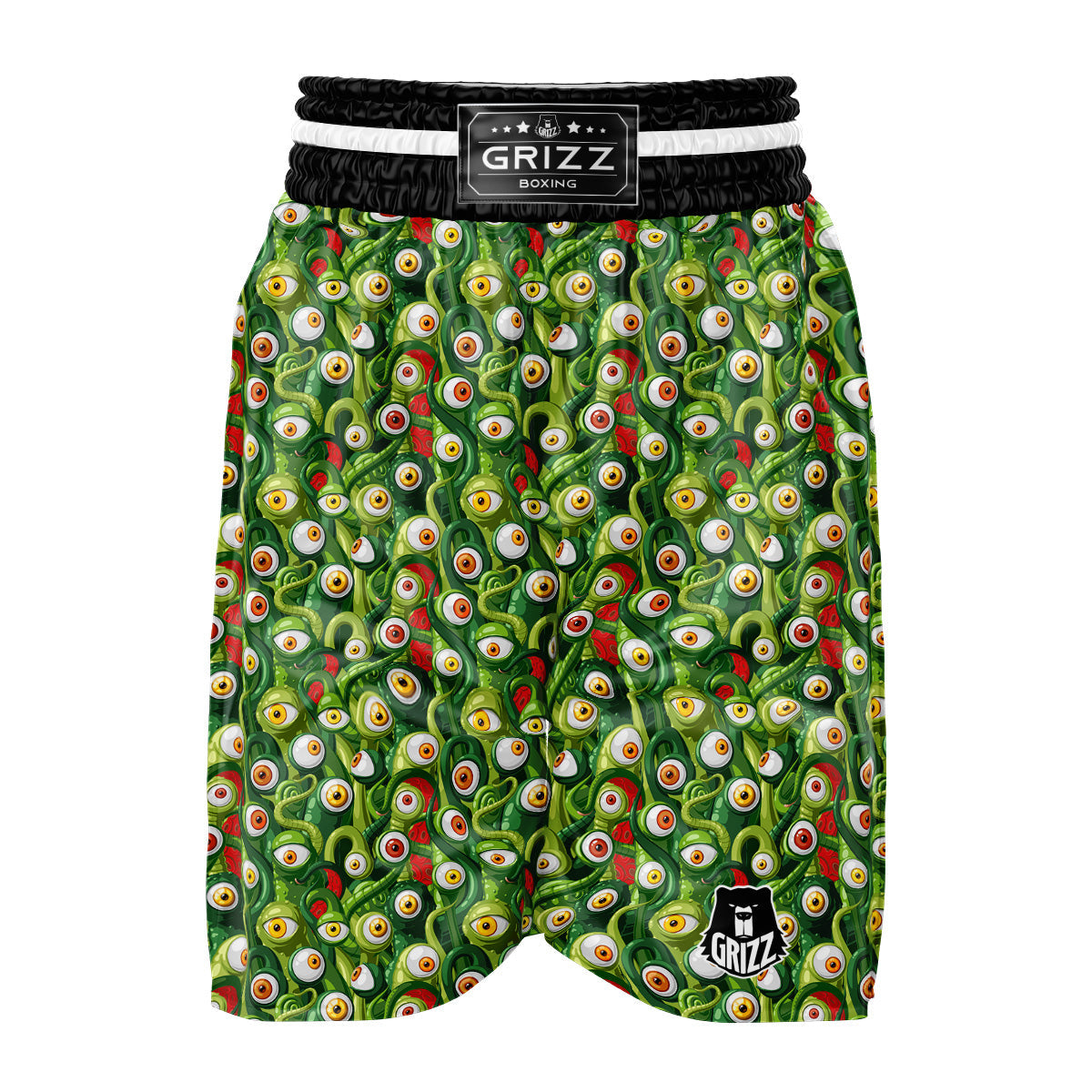 Green Alien Monster Print Pattern Boxing Shorts-grizzshop
