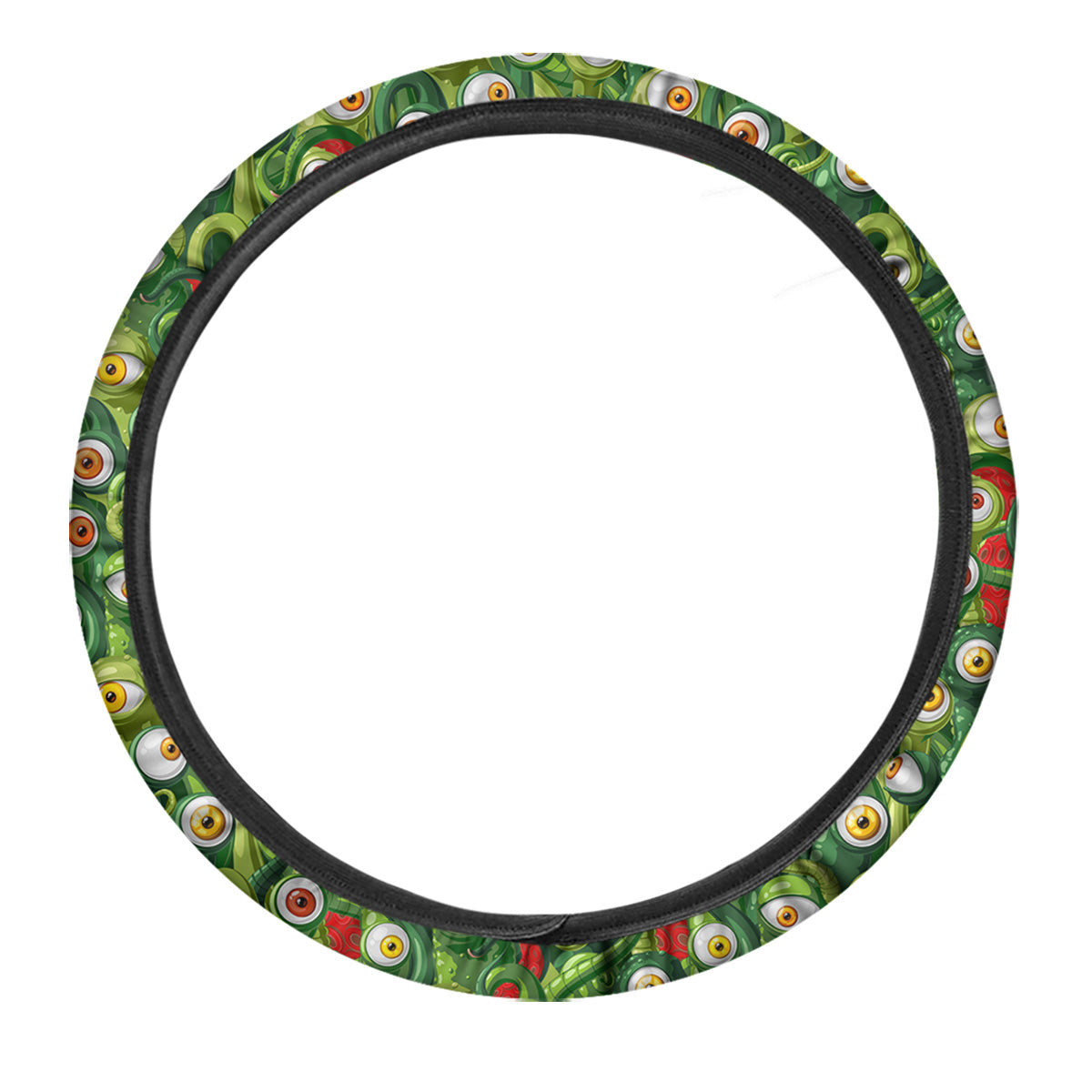 Green Alien Monster Print Pattern Car Steering Wheel Cover-grizzshop