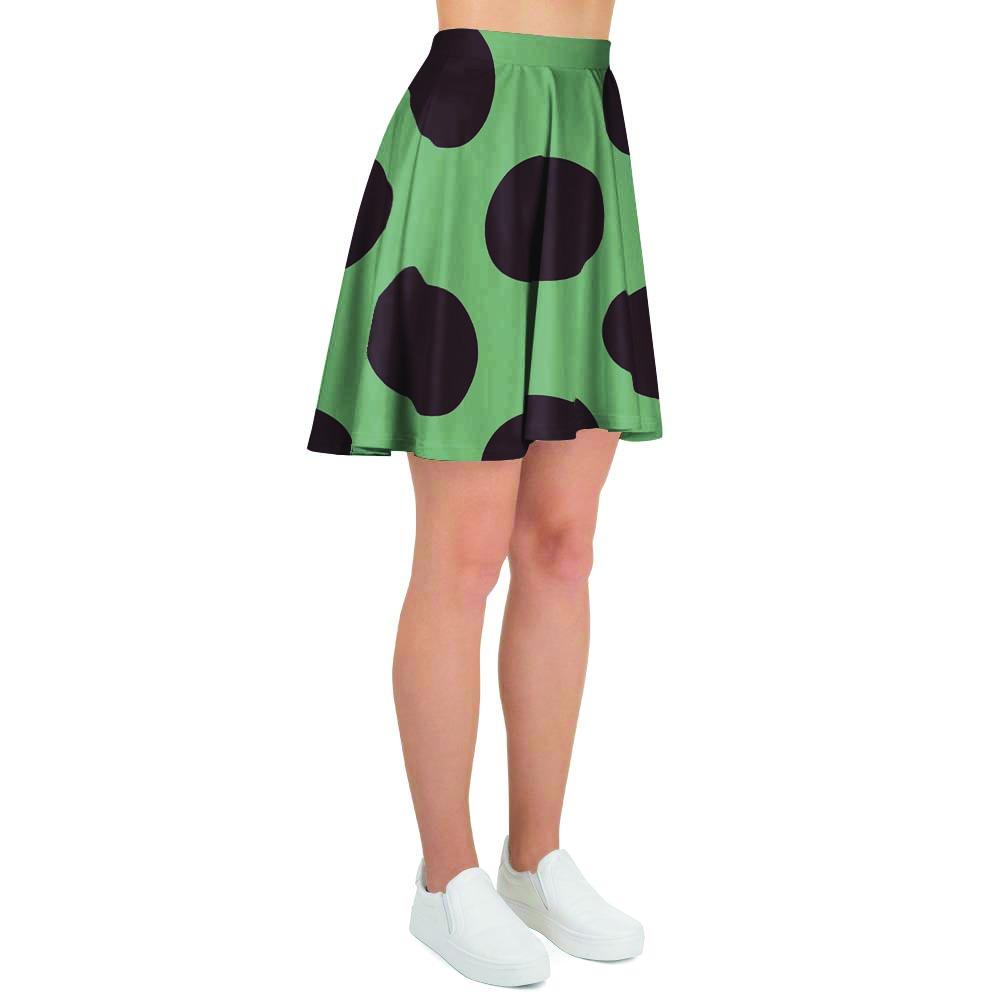 Green And Black Polka Dot Women's Skirt-grizzshop