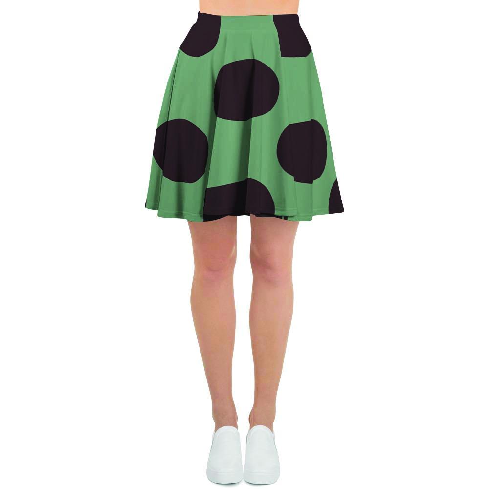 Green And Black Polka Dot Women's Skirt-grizzshop