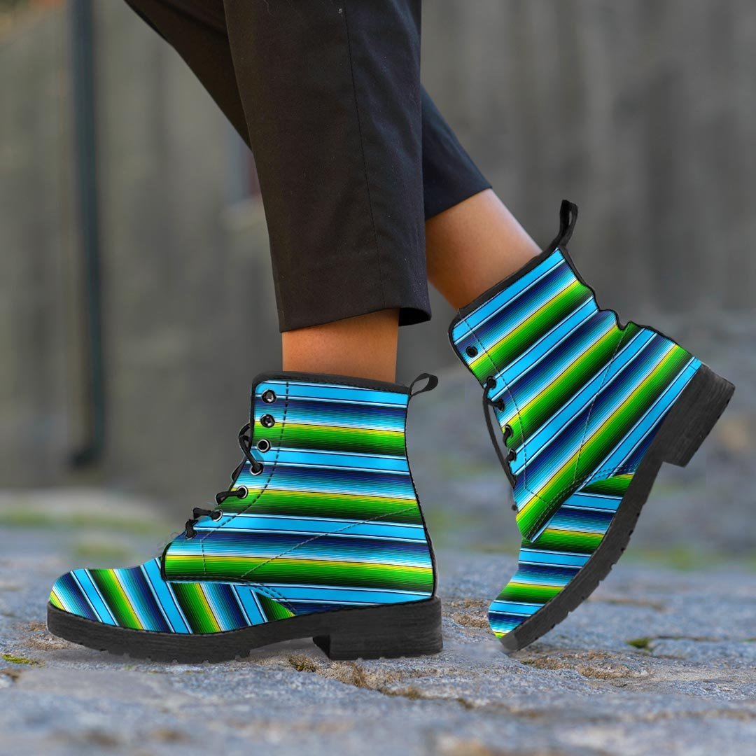 Green And Blue Mexican Baja Men's Boots-grizzshop