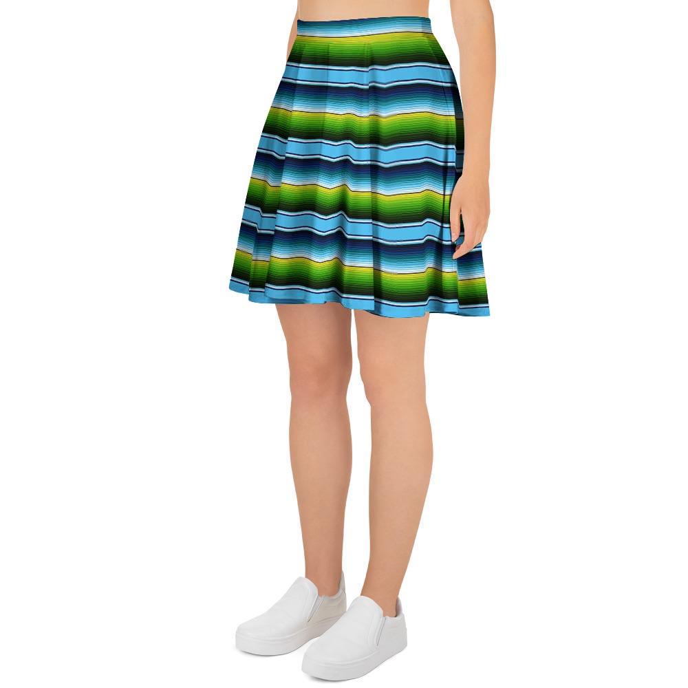 Green And Blue Mexican Baja Women's Skirt-grizzshop