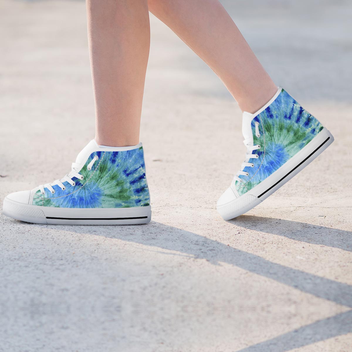 Green And Blue Tie Dye Women's High Top Shoes-grizzshop