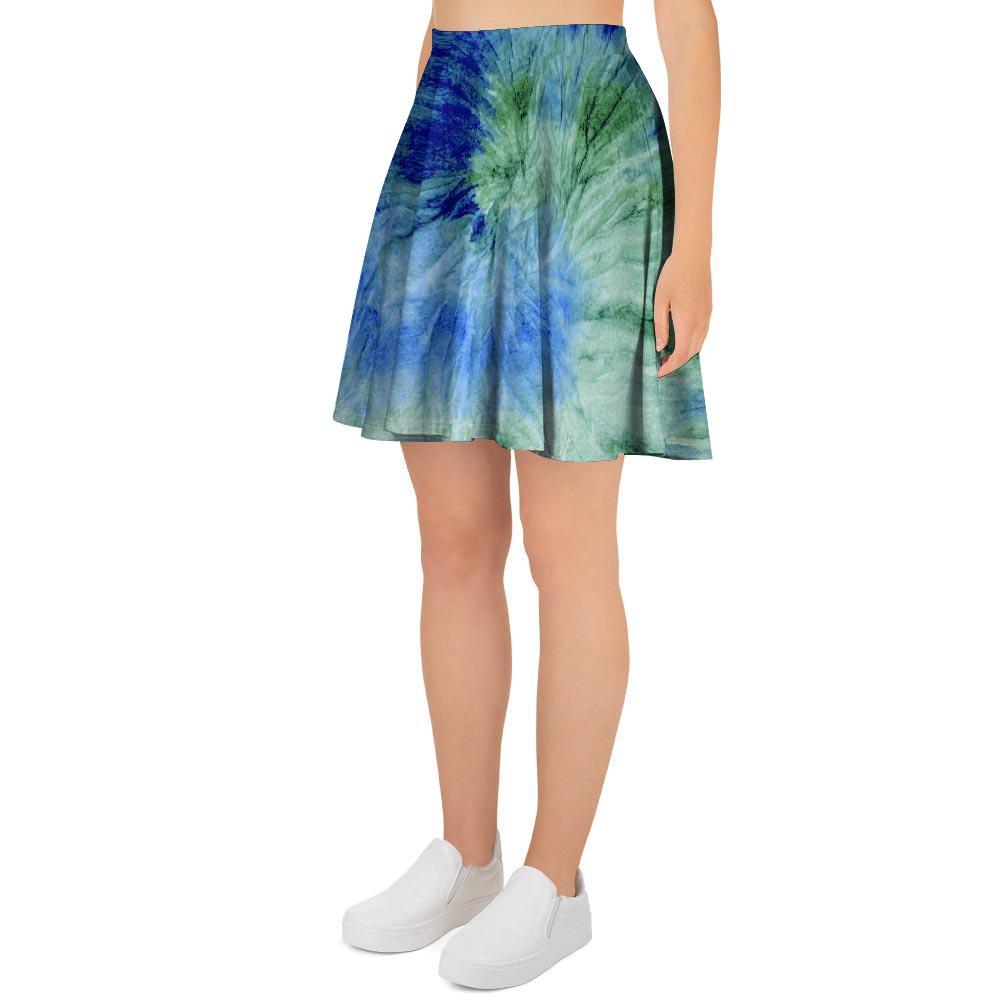 Green And Blue Tie Dye Women's Skirt-grizzshop