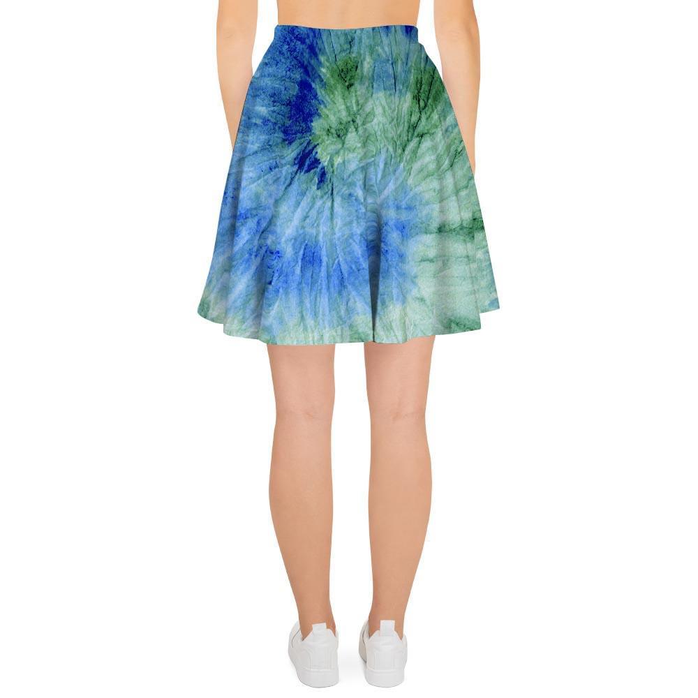 Green And Blue Tie Dye Women's Skirt-grizzshop