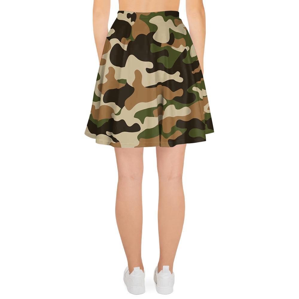 Green And Brown Camouflage Print Women's Skirt-grizzshop