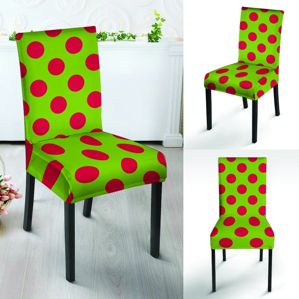 Green And Red Polka Dot Chair Cover-grizzshop