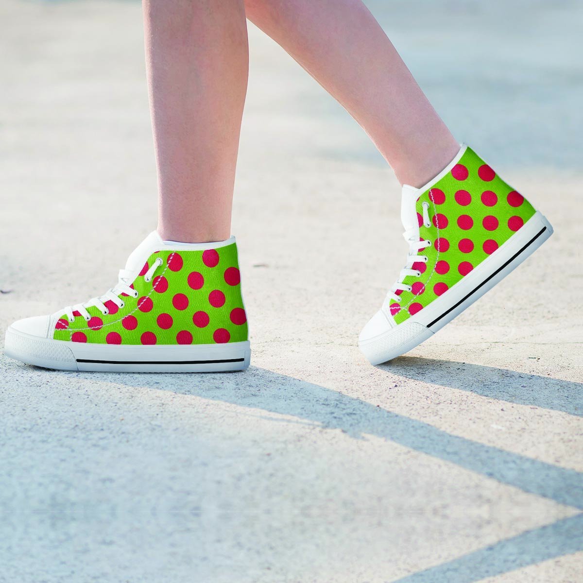 Green And Red Polka Dot Women's High Top Shoes-grizzshop