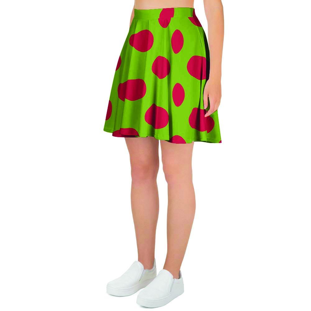 Green And Red Polka Dot Women's Skirt-grizzshop