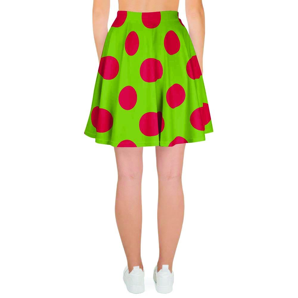Green And Red Polka Dot Women's Skirt-grizzshop