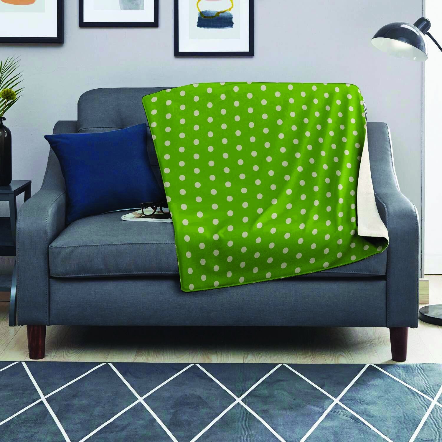 Green And White Polka Dot Blanket-grizzshop