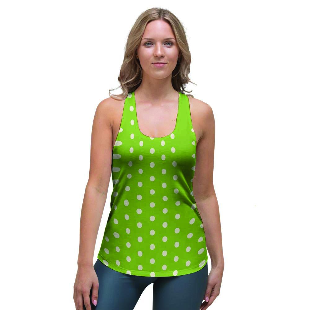 Green And White Polka Dot Women's Racerback Tank Top-grizzshop