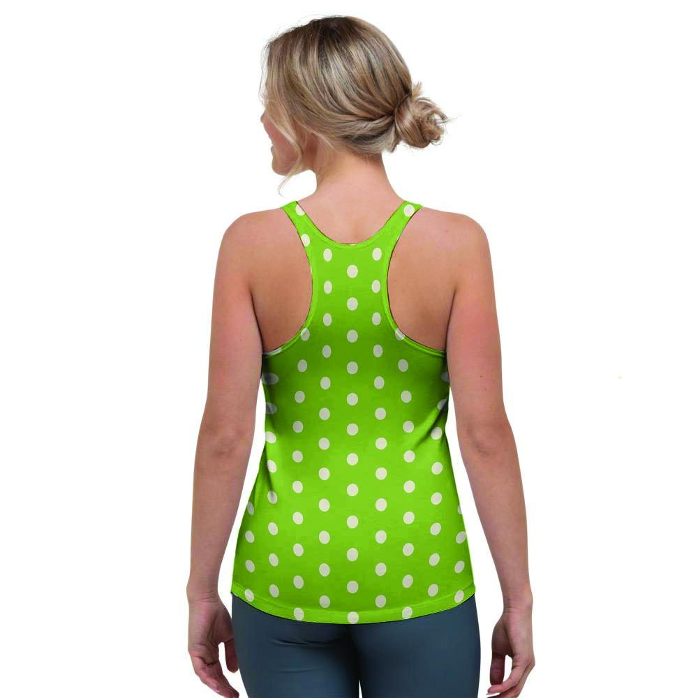 Green And White Polka Dot Women's Racerback Tank Top-grizzshop