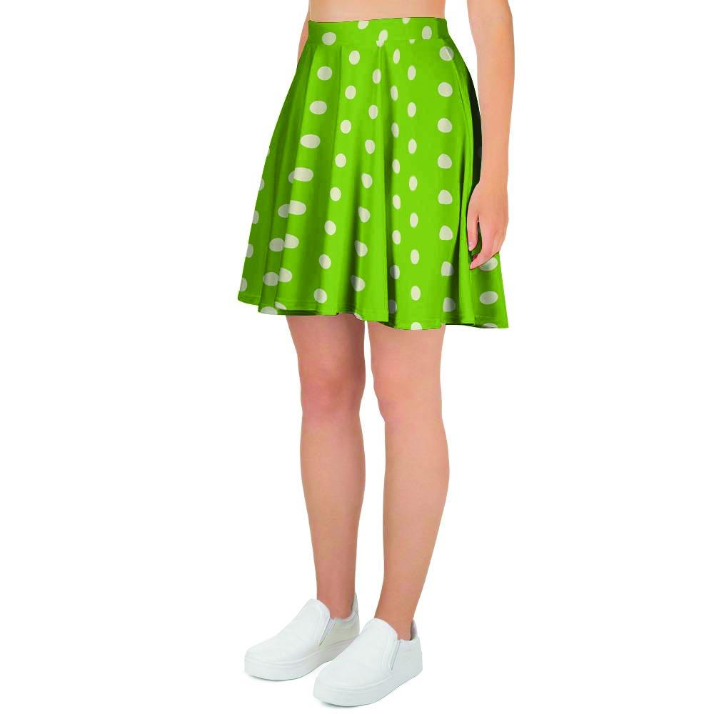 Green And White Polka Dot Women's Skirt-grizzshop