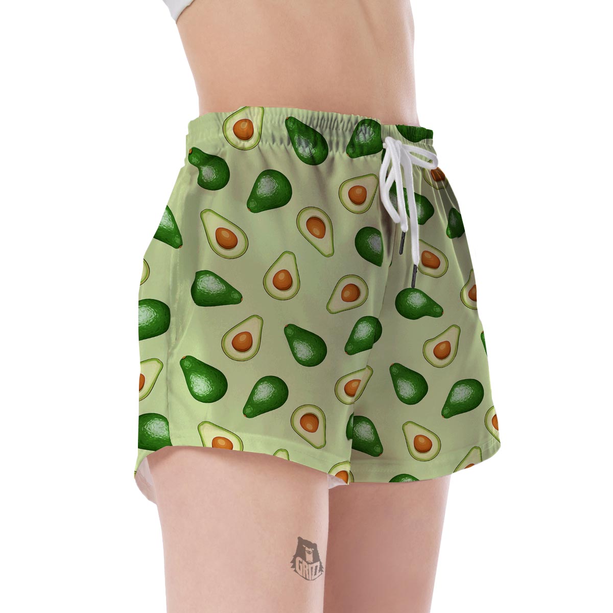 Green Avocado Patttern Print Women's Shorts-grizzshop