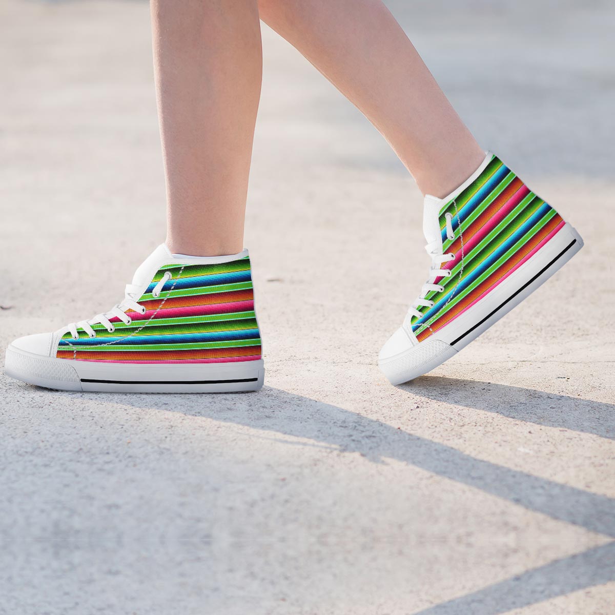 Green Baja Serape Women's High Top Shoes-grizzshop