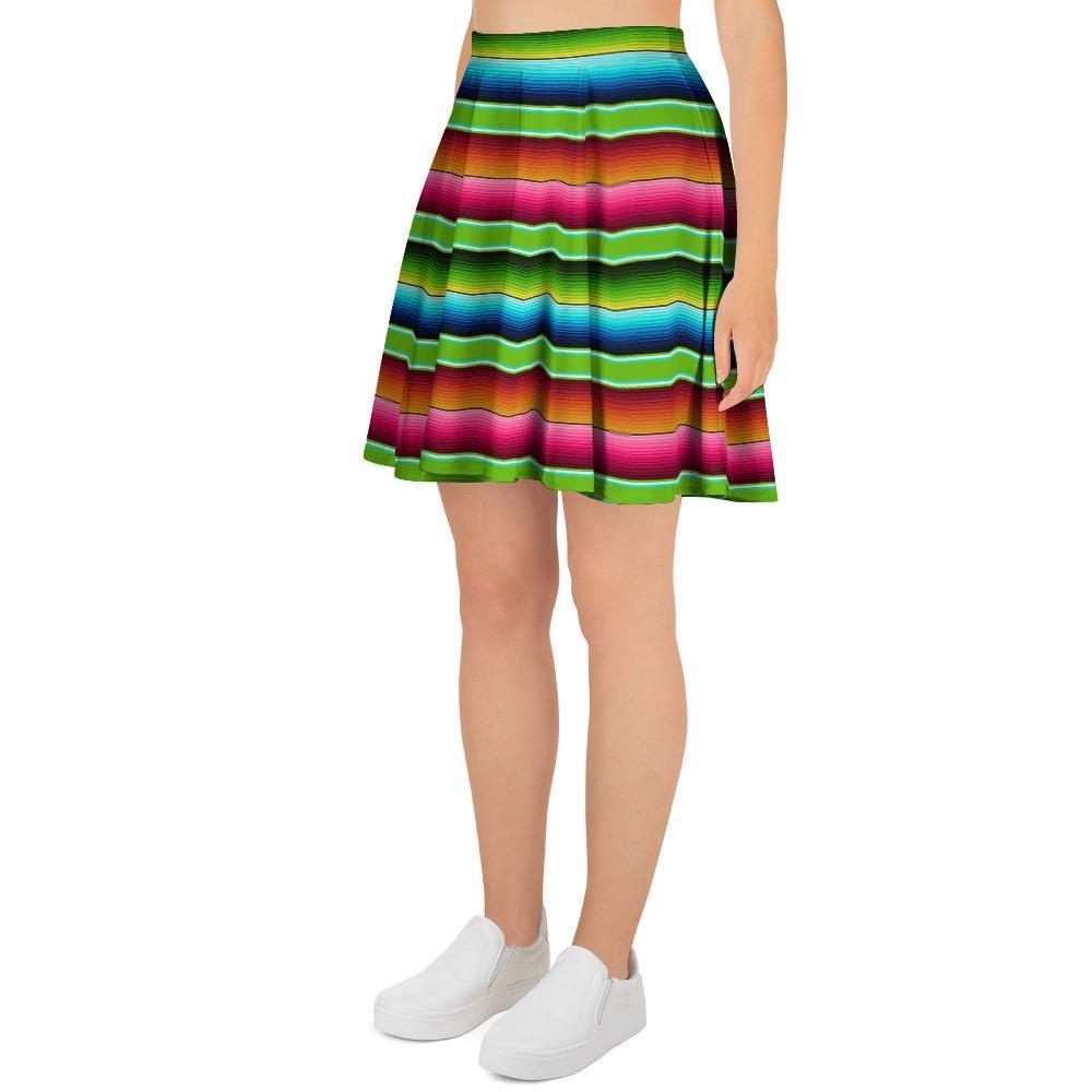 Green Baja Serape Women's Skirt-grizzshop