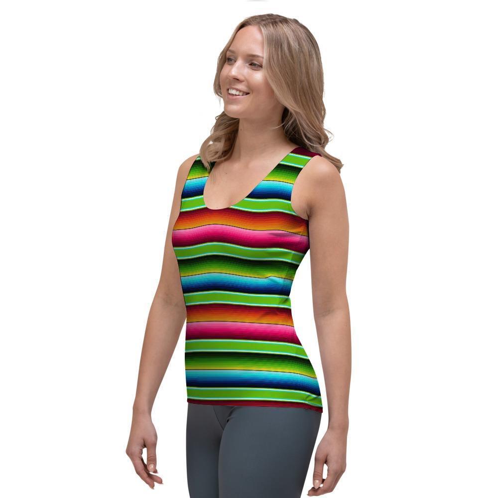 Green Baja Serape Women's Tank Top-grizzshop
