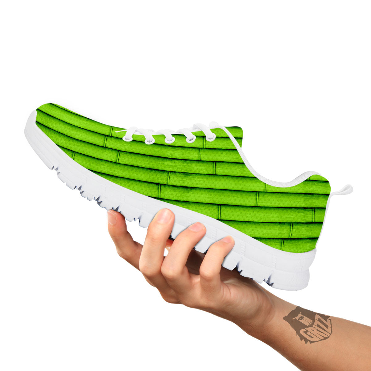 Green Bamboo Print White Sneaker-grizzshop