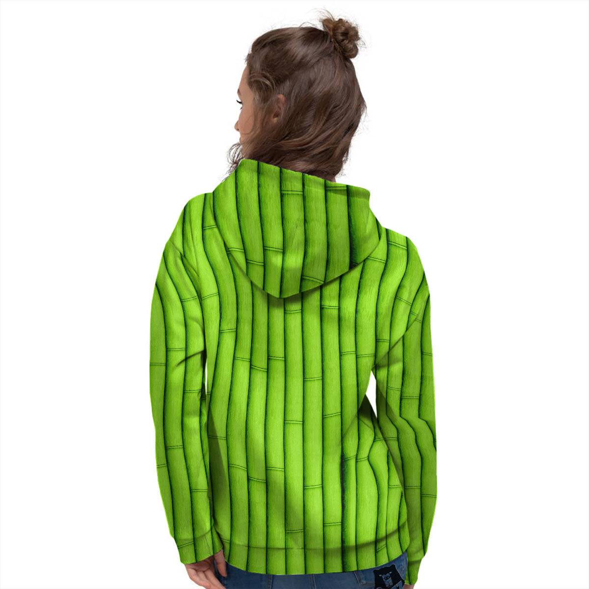 Green Bamboo Print Women's Hoodie-grizzshop