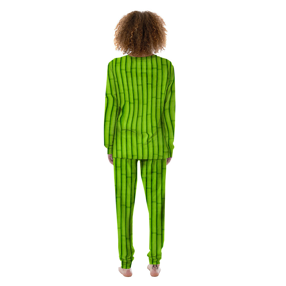 Green Bamboo Print Women's Pajamas-grizzshop