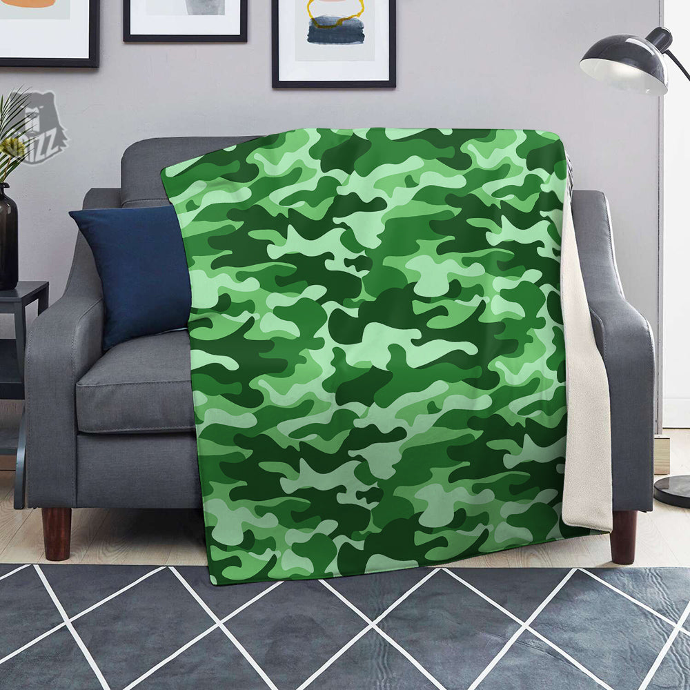 Green Camo And Camouflage Print Blanket-grizzshop