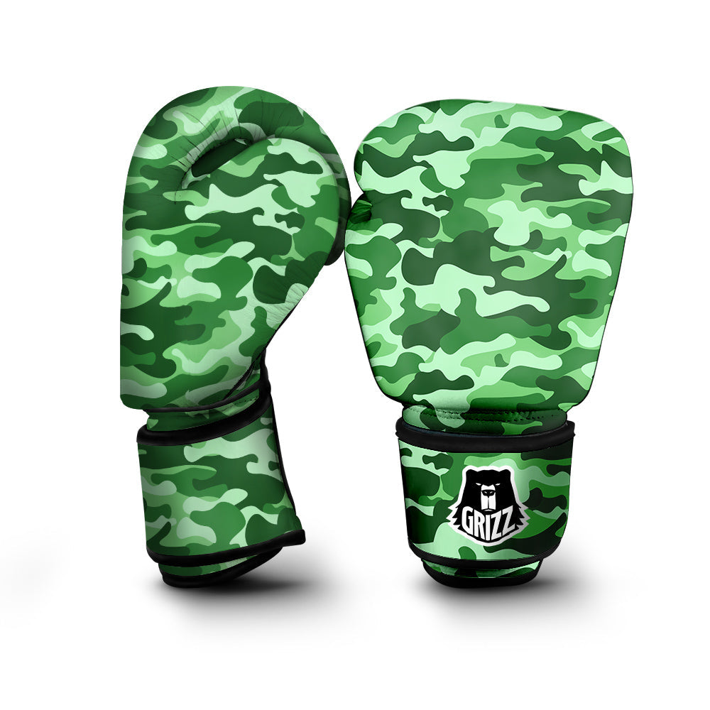 Green Camo And Camouflage Print Boxing Gloves-grizzshop