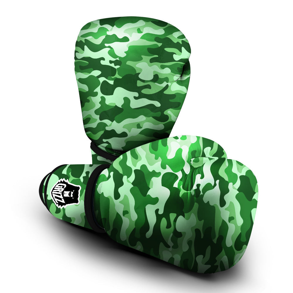 Green Camo And Camouflage Print Boxing Gloves-grizzshop