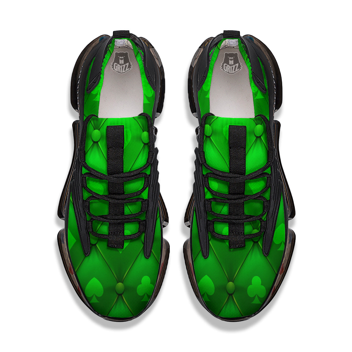 Green Casino Print Pattern Black Gym Shoes-grizzshop