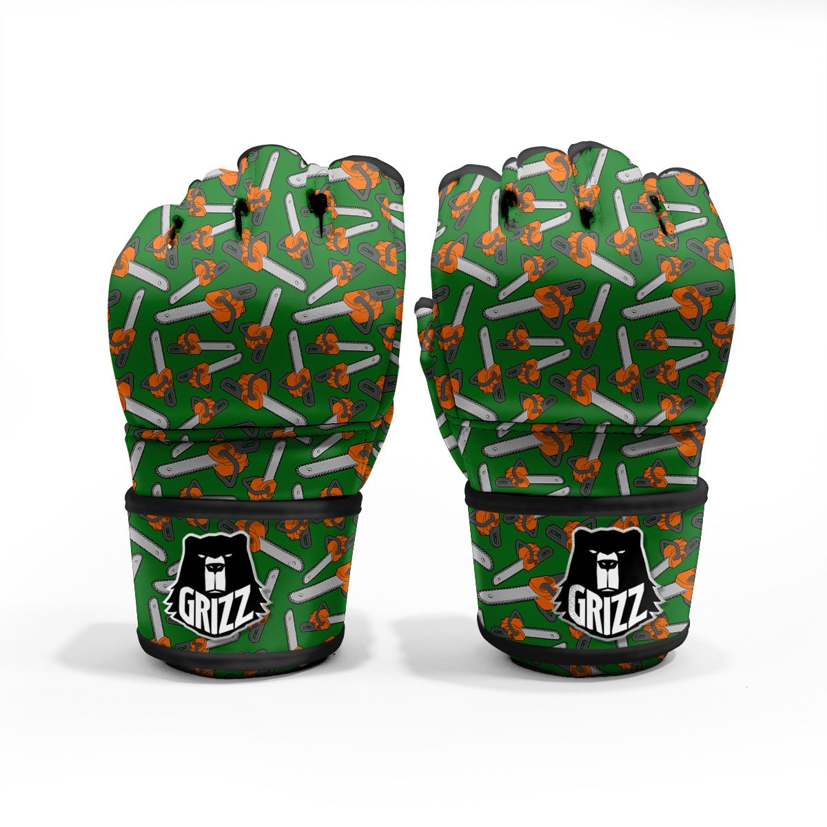 Green Chainsaw Print Pattern MMA Gloves-grizzshop