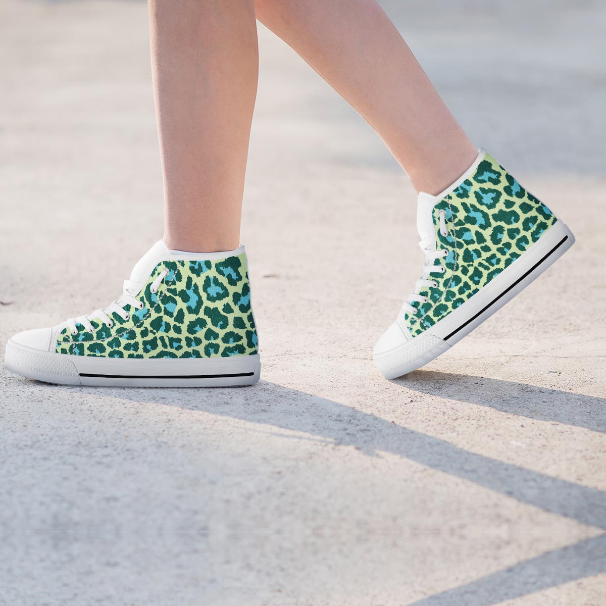 Green Cheetah Women's High Top Shoes-grizzshop