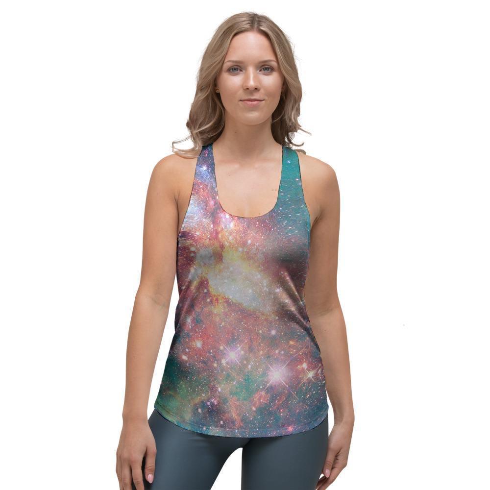 Green Cosmic Space Galaxy Women's Racerback Tank Top-grizzshop