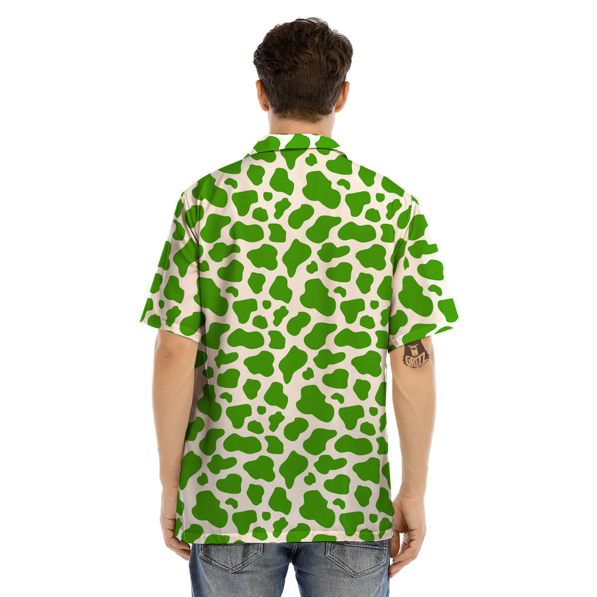 Green Cow Print Pattern Men’s Hawaiian Shirt-grizzshop
