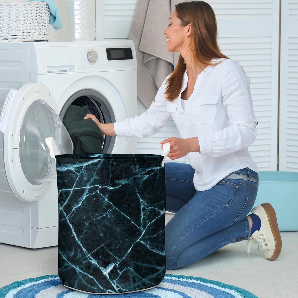Green Cracked Marble Laundry Basket-grizzshop