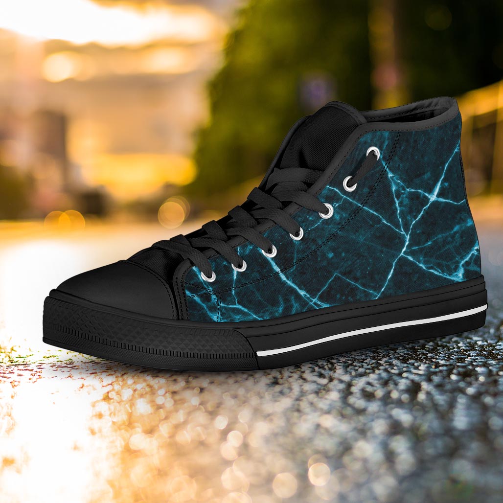 Green Cracked Marble Women's High Top Shoes-grizzshop