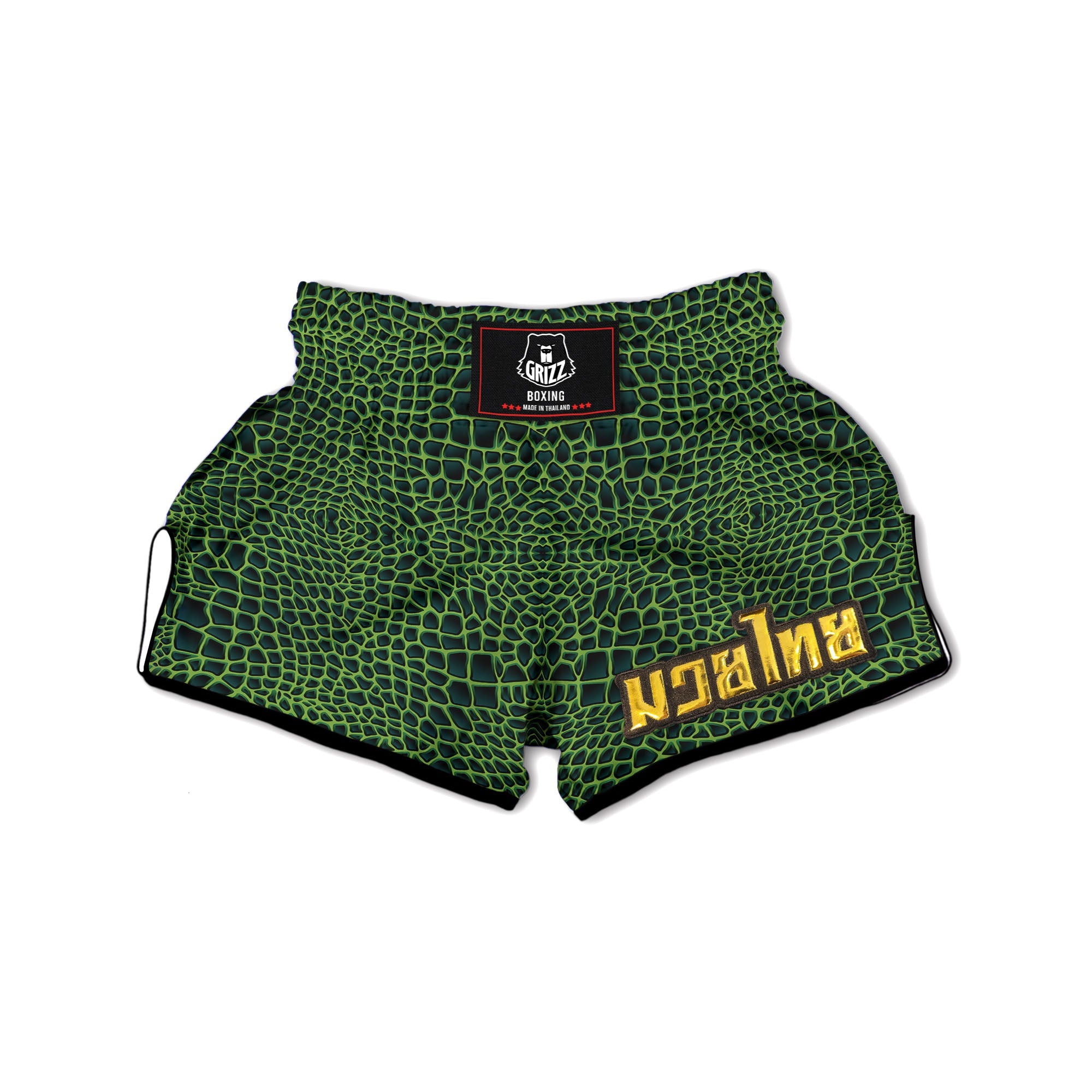 Green Crocodile Leather Skin Print Muay Thai Boxing Shorts-grizzshop