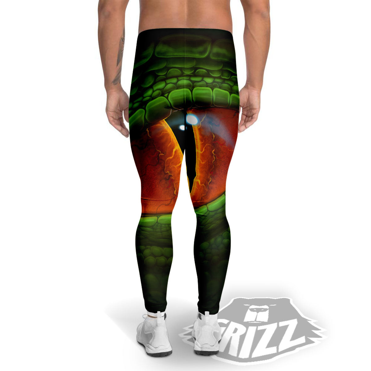 Green Dragon's Eye Print Men's Leggings-grizzshop
