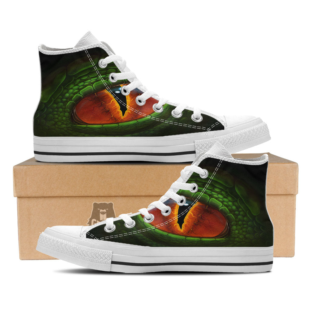 Green Dragon's Eye Print White High Top Shoes-grizzshop