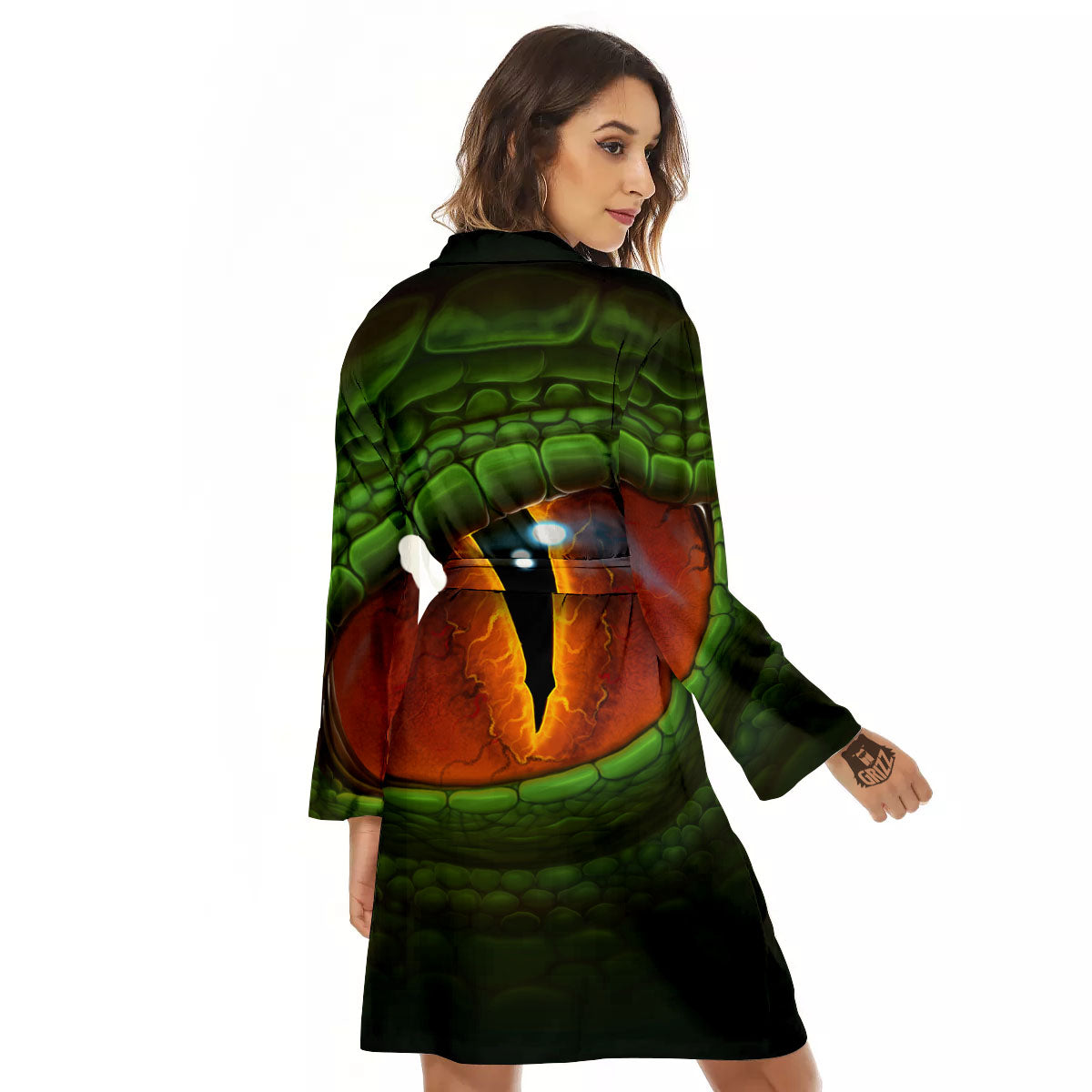 Green Dragon's Eye Print Women's Robe-grizzshop