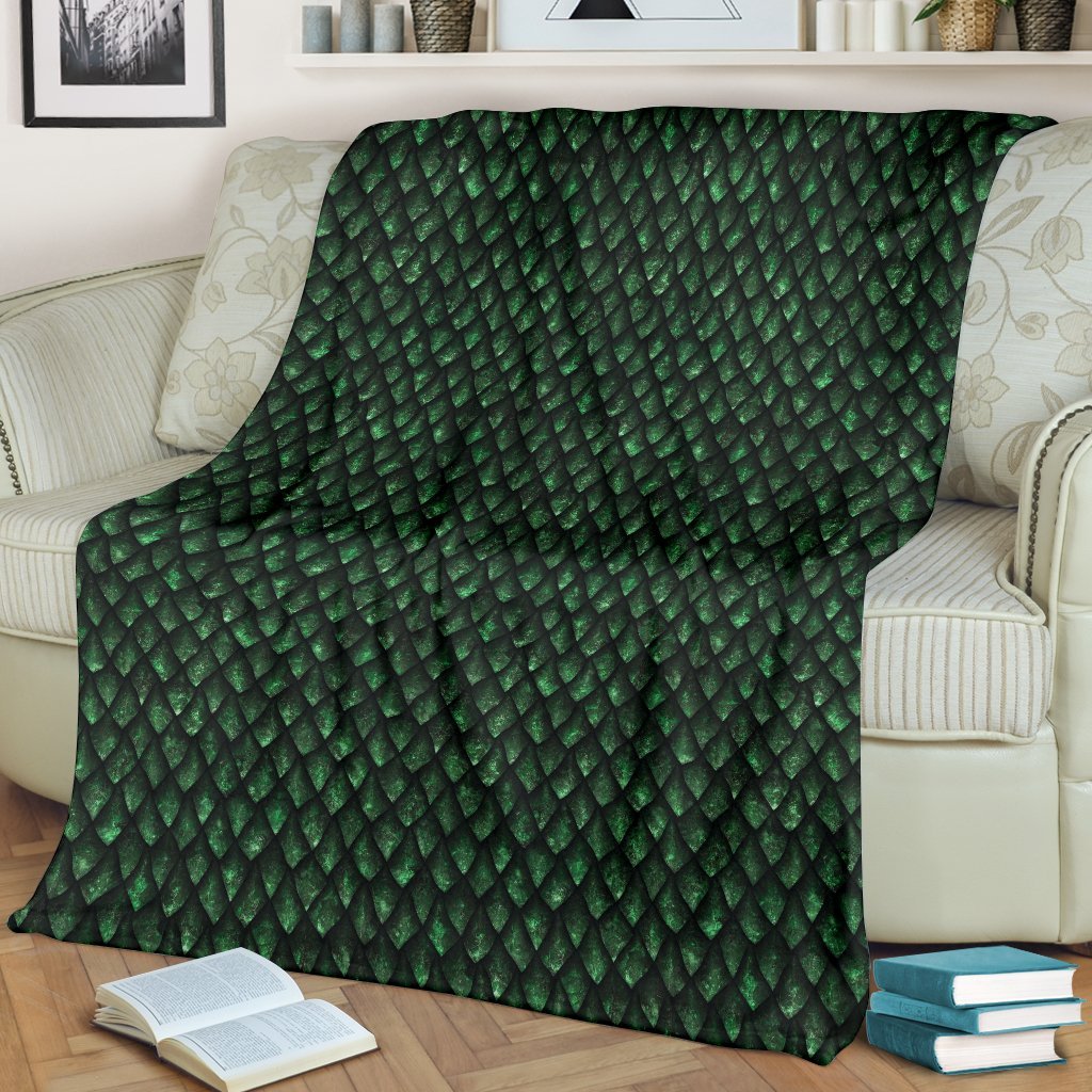 Green Egg Skin Dragon Pattern Print Blanket-grizzshop