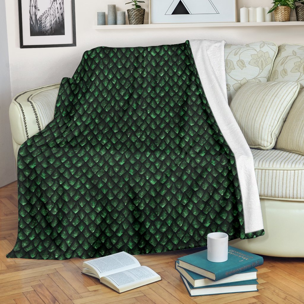 Green Egg Skin Dragon Pattern Print Blanket-grizzshop