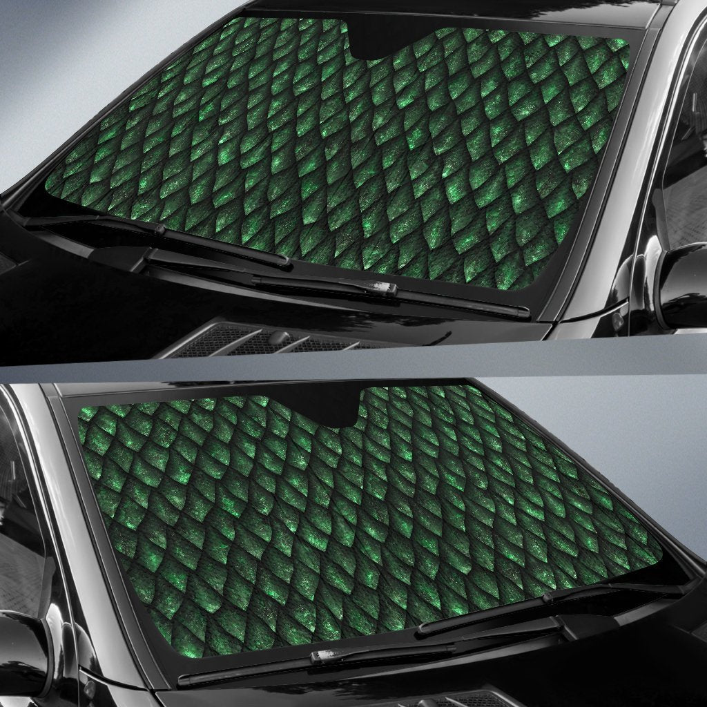 Green Egg Skin Dragon Pattern Print Car Sun Shade-grizzshop