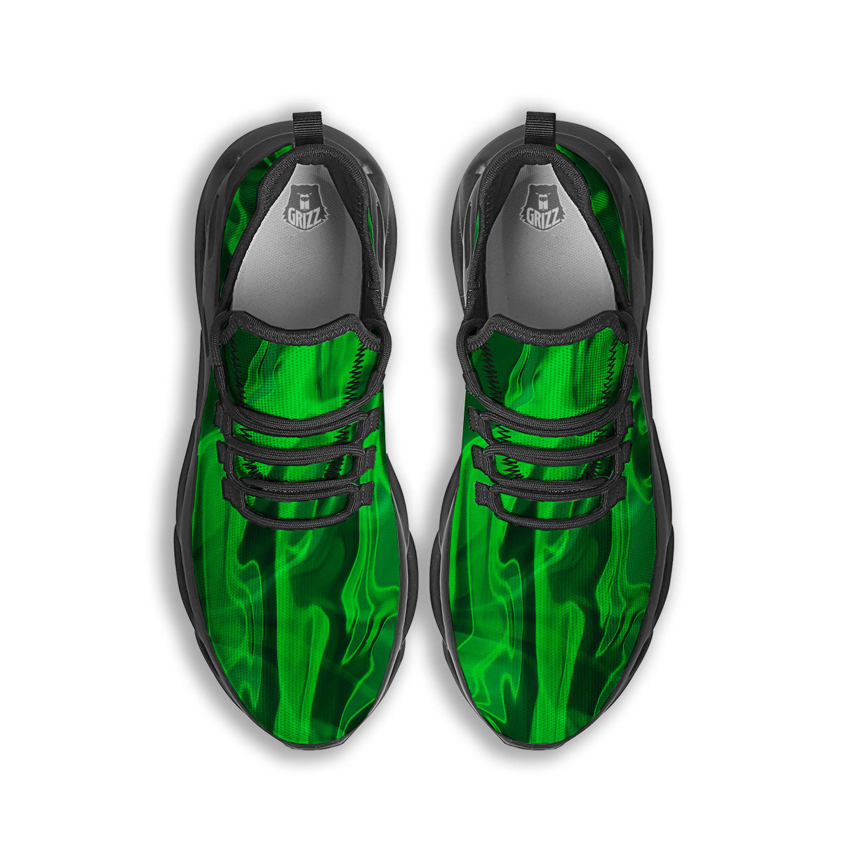 Green Energy Plasma Print Black Running Shoes-grizzshop