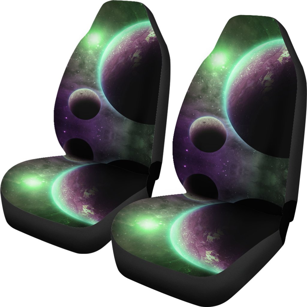Green Galaxy Space Moon Earth Print Universal Fit Car Seat Cover-grizzshop