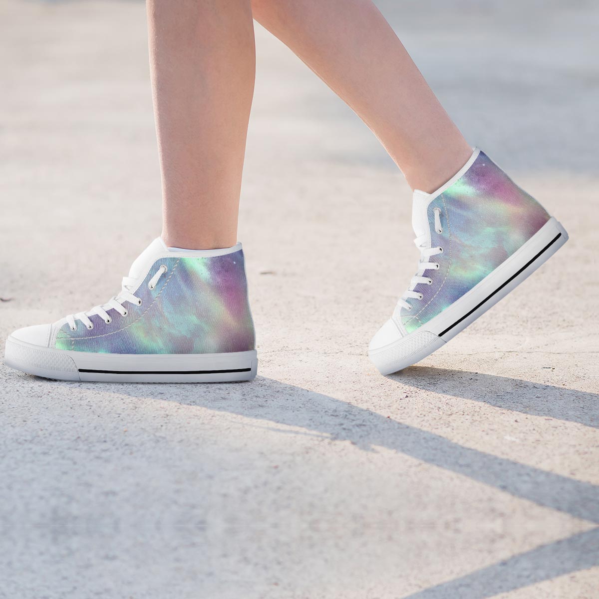 Green Galaxy Space Women's High Top Shoes-grizzshop