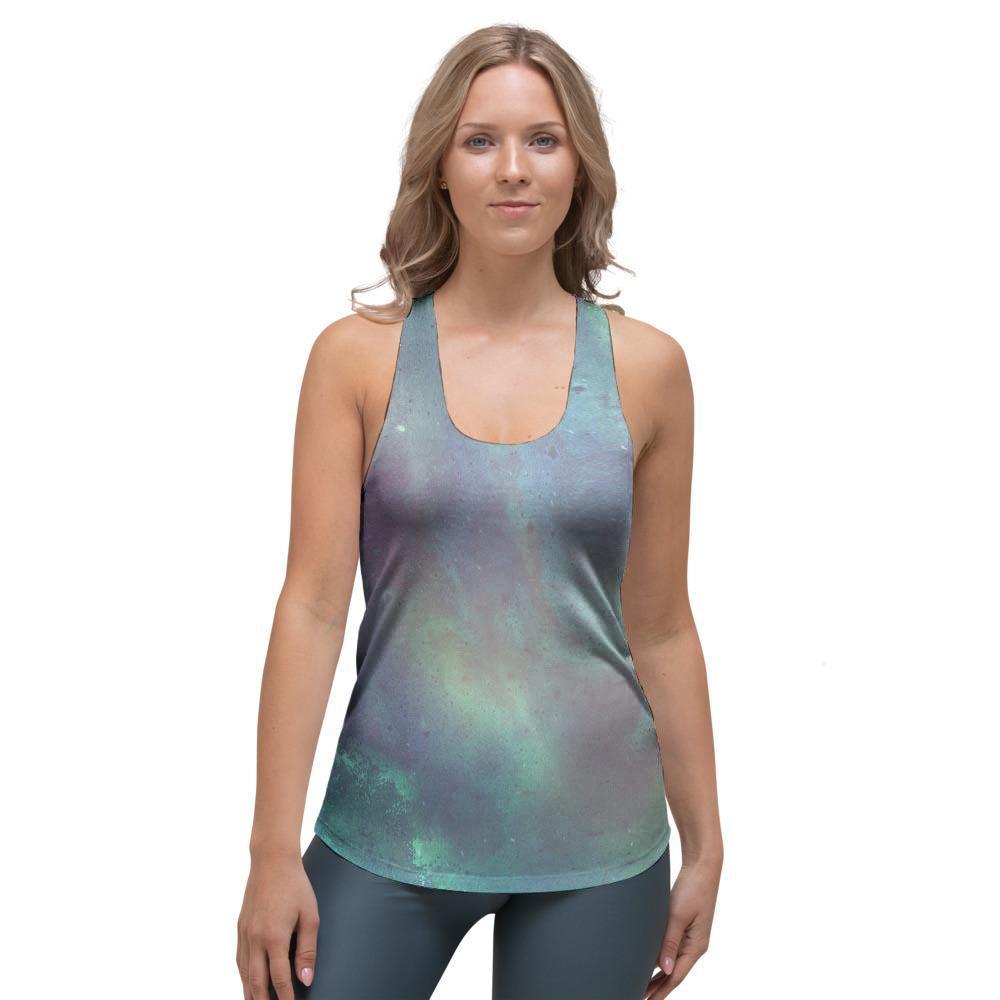 Green Galaxy Space Women's Racerback Tank Top-grizzshop
