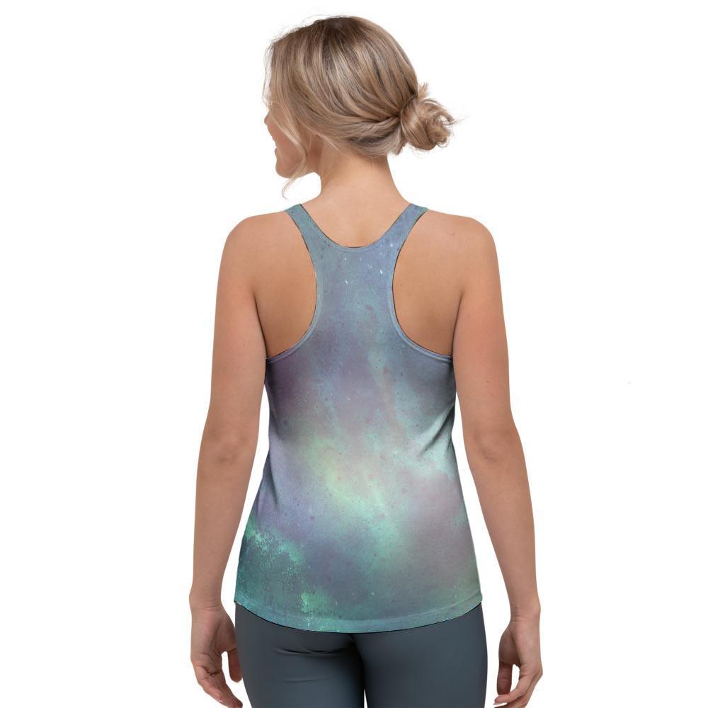 Green Galaxy Space Women's Racerback Tank Top-grizzshop