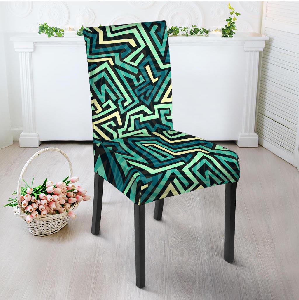 Green Geometric Abstract Chair Cover-grizzshop